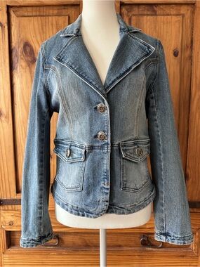 Vintage Y2K B.U.M. Equipment Jean Jacket Blue Denim Blazer Coastal Cowgirl - M